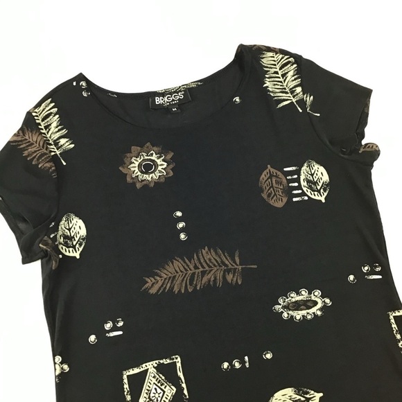 Women’s Printed Tee Shirt Patterned Black M - Picture 4 of 7